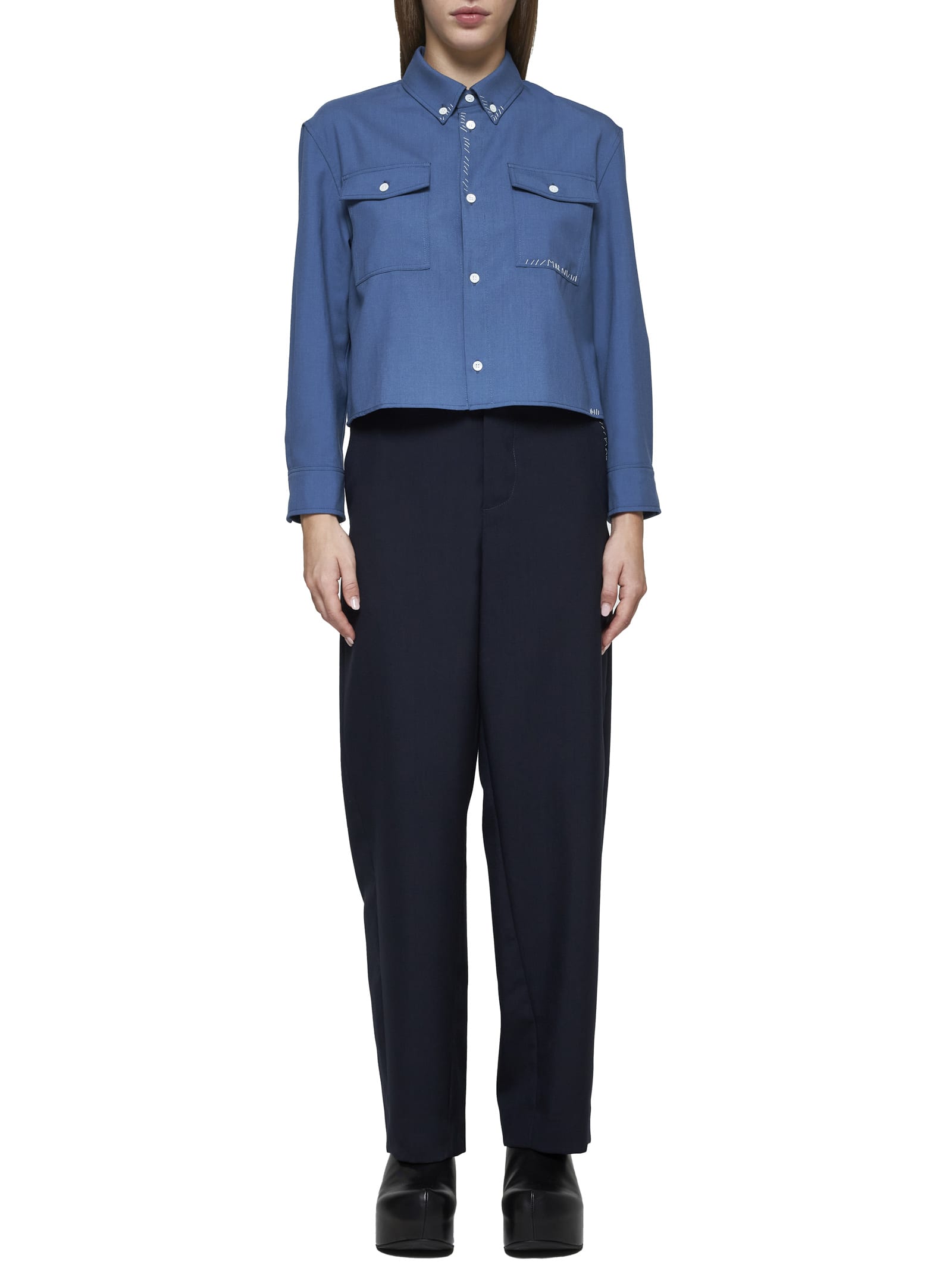 Shop Marni Shirt In Clear Blue