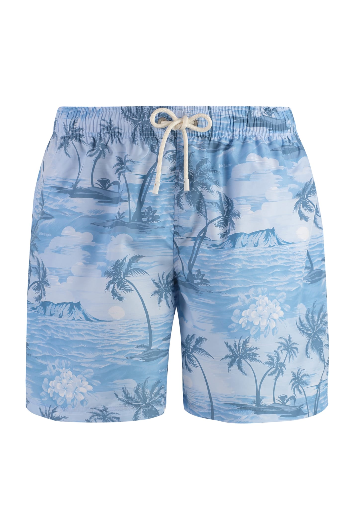 Shop Palm Angels Printed Swim Shorts In Navy
