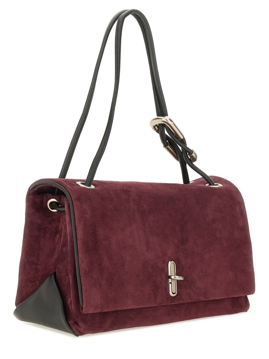 Marc Jacobs Rectangular Suede Shoulder Bag With Adjustable Strap In Red