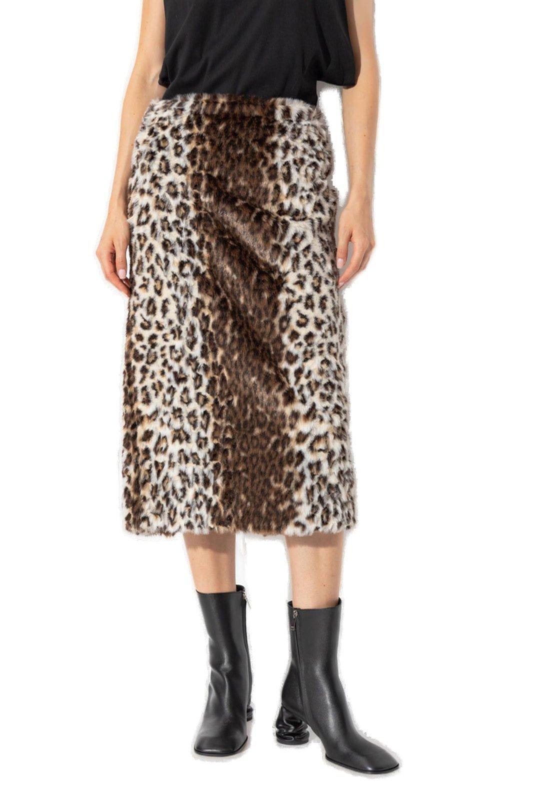 Shop Alexander Mcqueen Leopard Jacquard Pencil Skirt In Brown