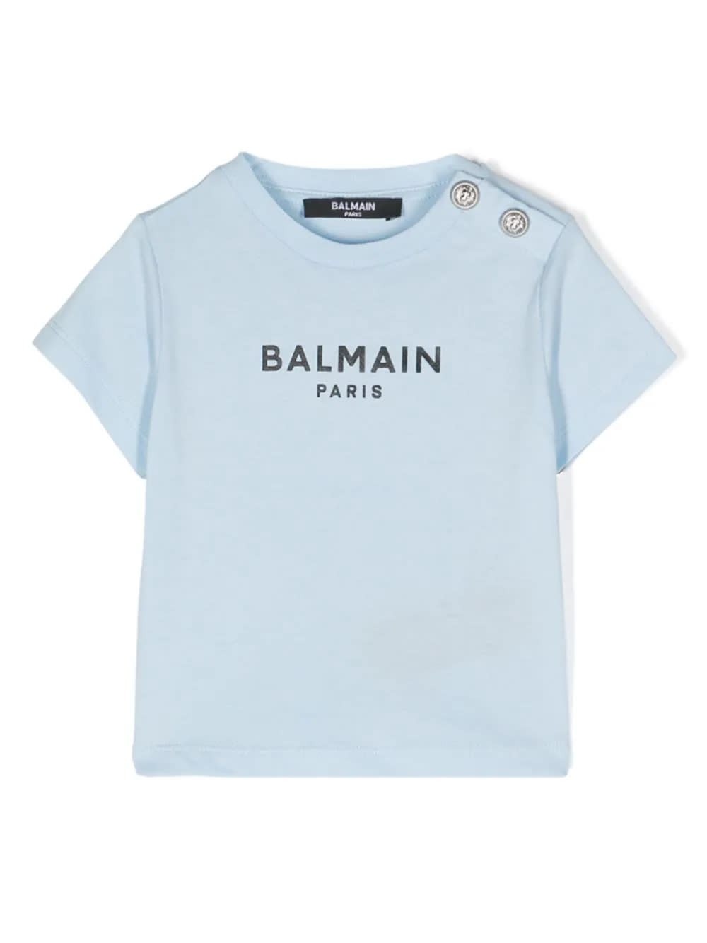 Shop Balmain T-shirt With Print In Light Blue