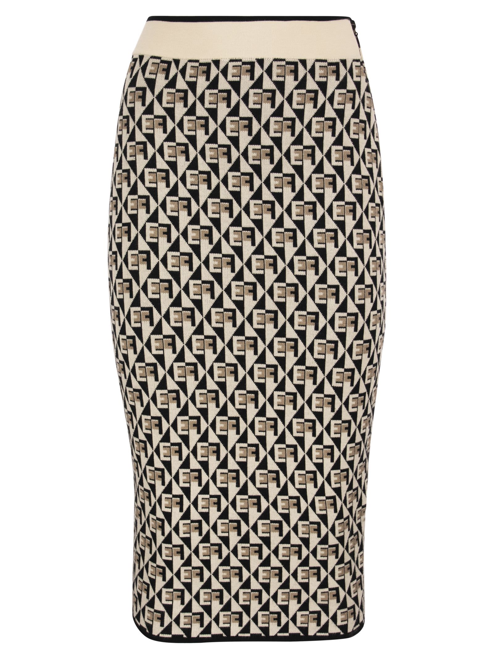 Elisabetta Franchi Rhombus-patterned Tube Skirt