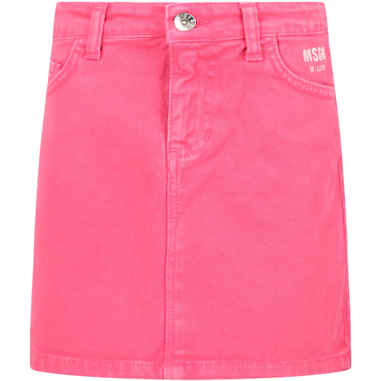 MSGM Pink Skirt For Girl With Logo