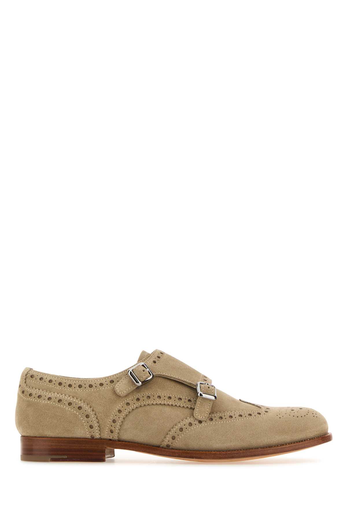 Sand Suede Monk Strap Shoes