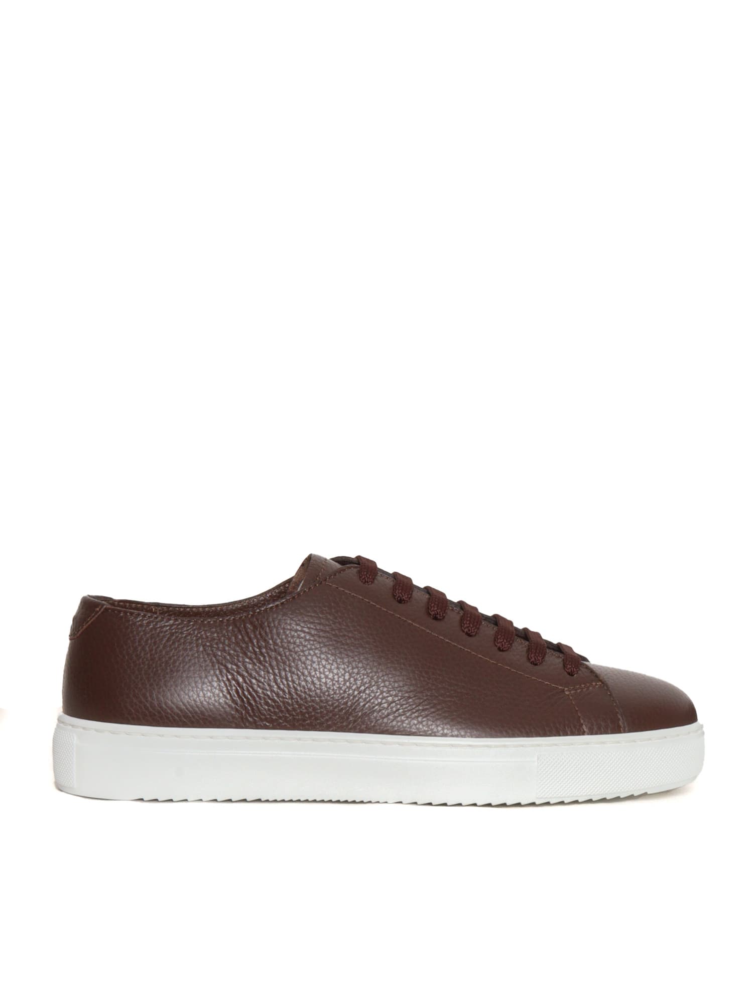 Shop Doucal's Brown Leather Sneakers