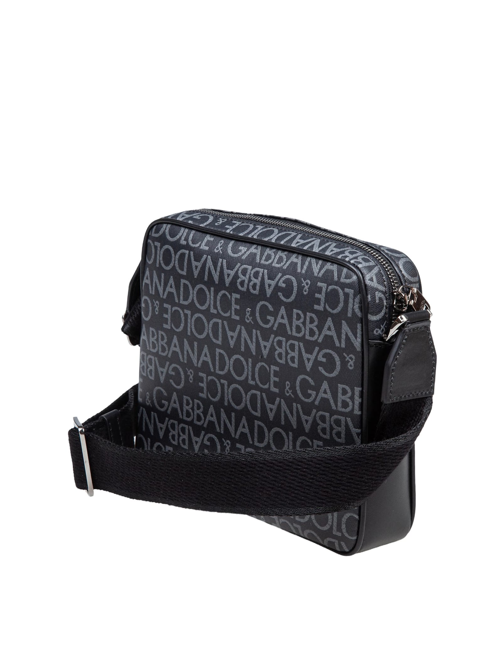 Shop Dolce & Gabbana Coated Fabric Shoulder Bag In Black / Grey