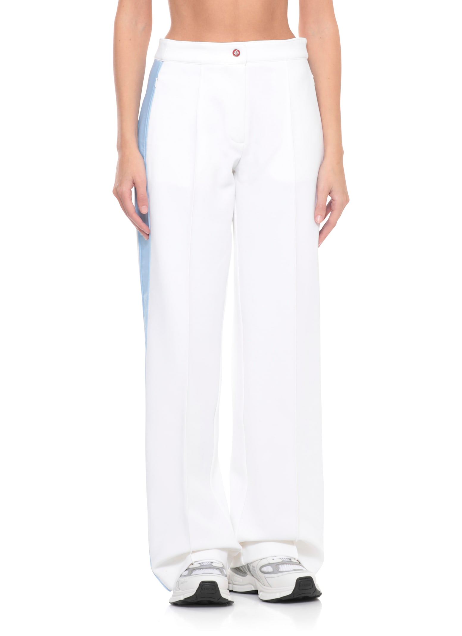 Casablanca High Waist Wide Leg Trousers With Stripes In White