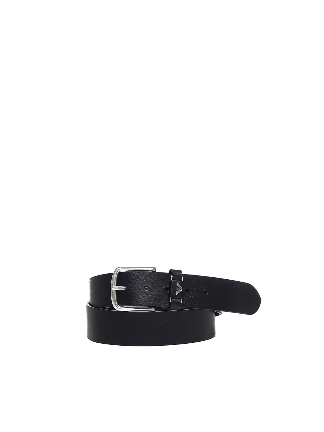 Shop Emporio Armani Cowhide Belt In Black