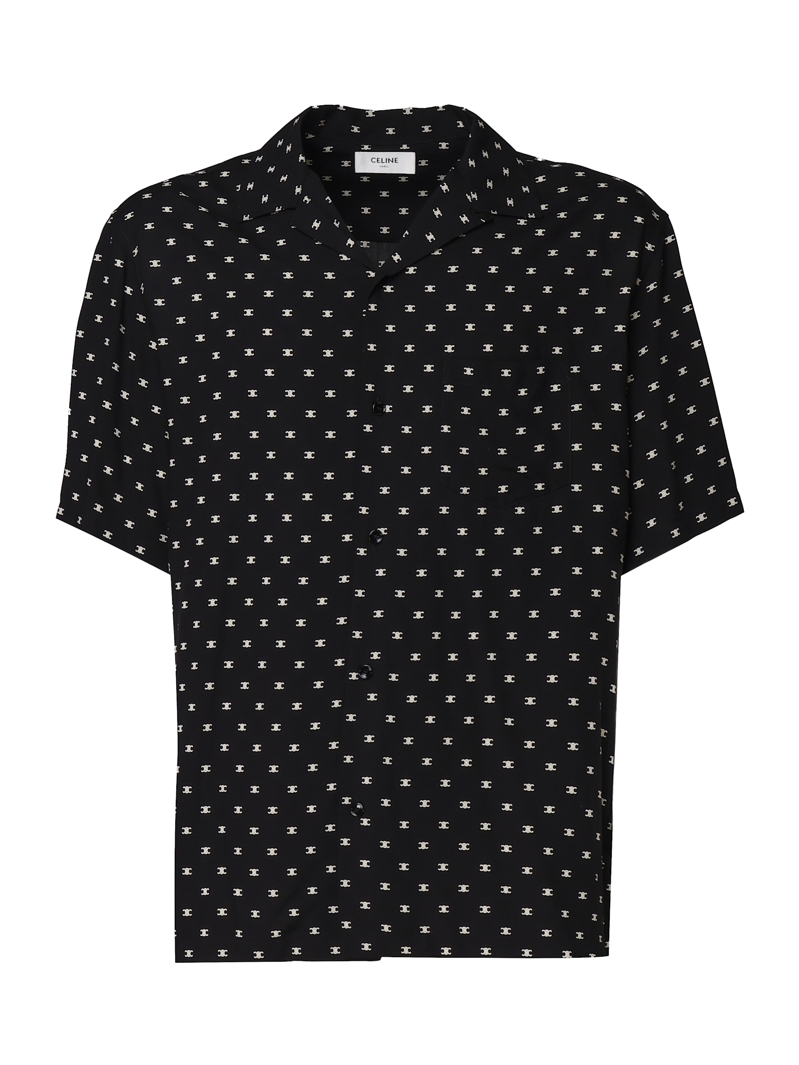 Celine Hawaiian Shirt With Viscose Print In Black