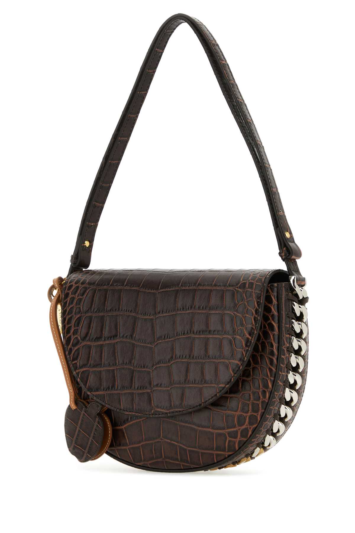 Shop Stella Mccartney Chocolate Synthetic Leather Medium Frayme Shoulder Bag In Chocolatebrown
