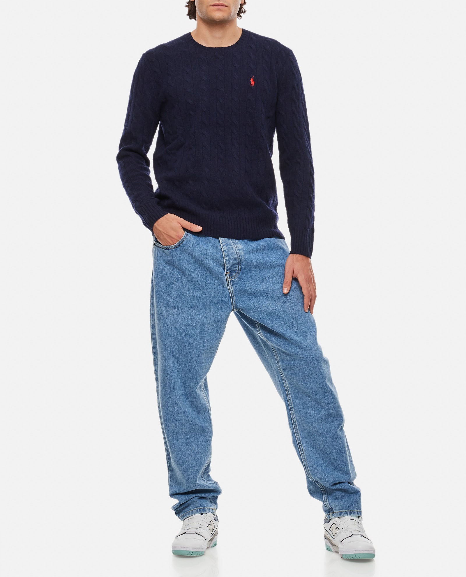 Polo Ralph Lauren Cable-knit Jumper Featuring Embroidered Logo In Blue