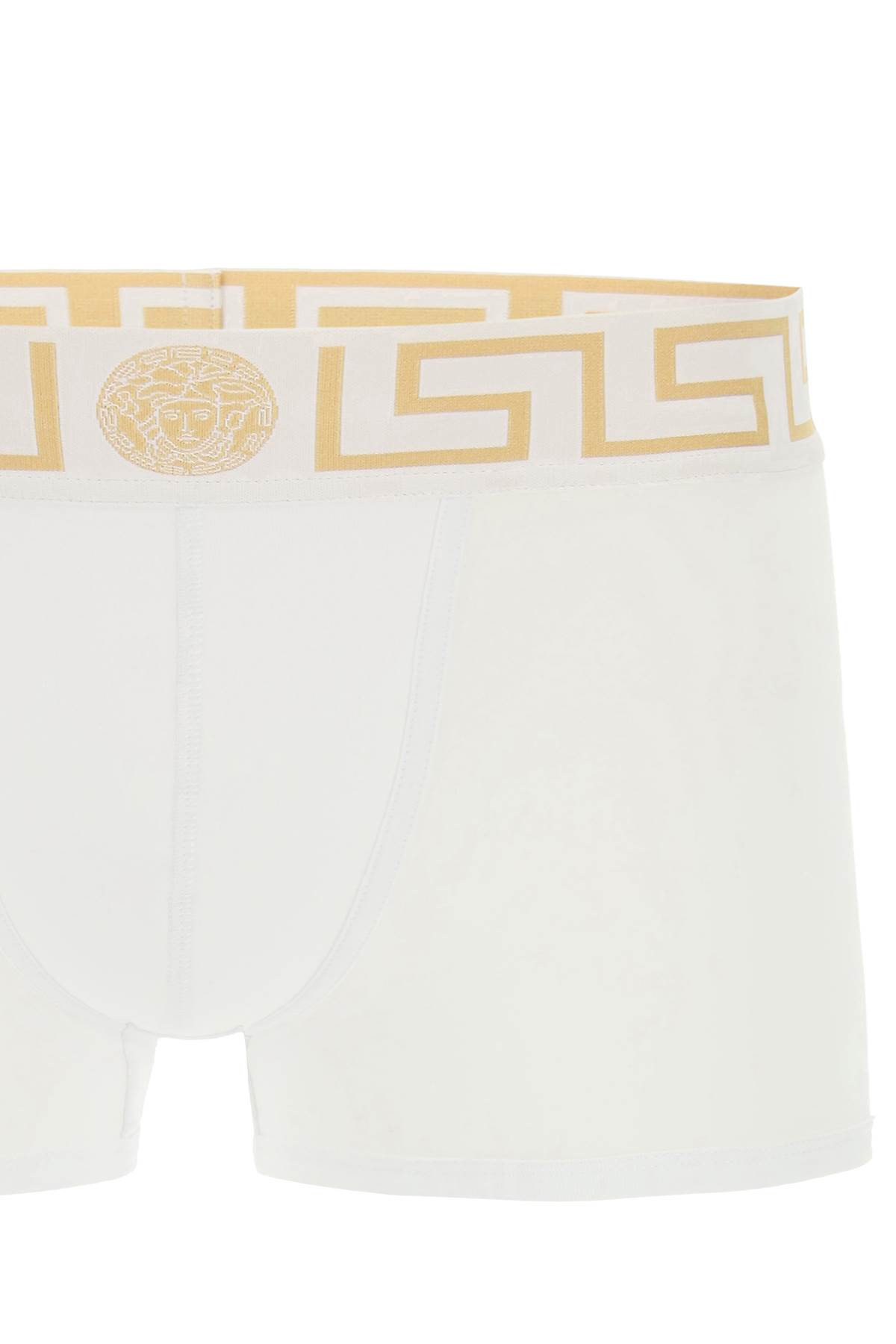 Shop Versace Tri-pack Trunks In White Greek Gold (white)