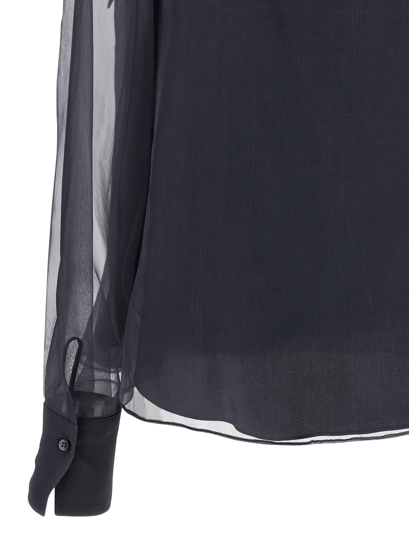 Brunello Cucinelli Crispy Silk Blouse Shirt And Blouse Gray In Blue