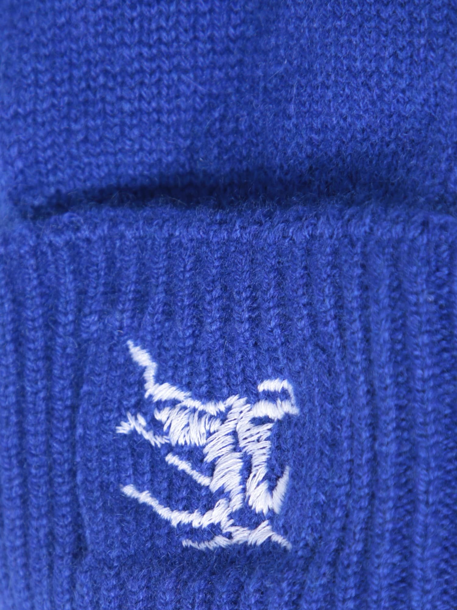 Shop Burberry Cashmere-blend Blue Gloves