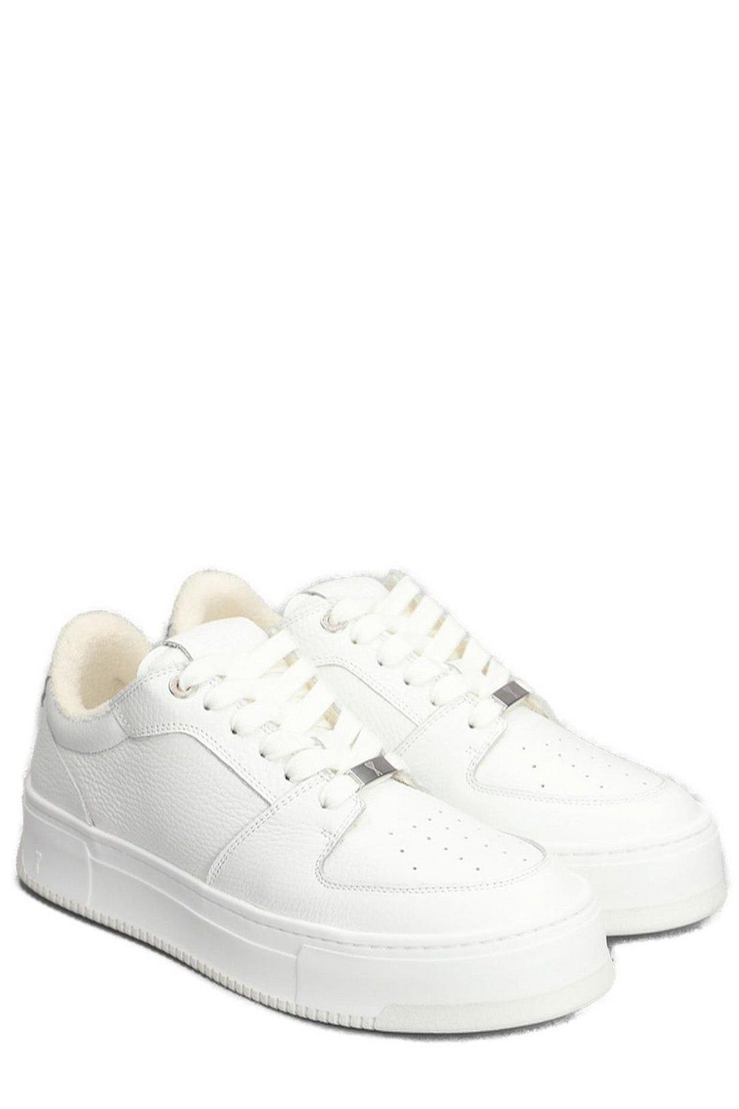 Shop Ami Alexandre Mattiussi Paris Arcade Round Toe Sneakers In White