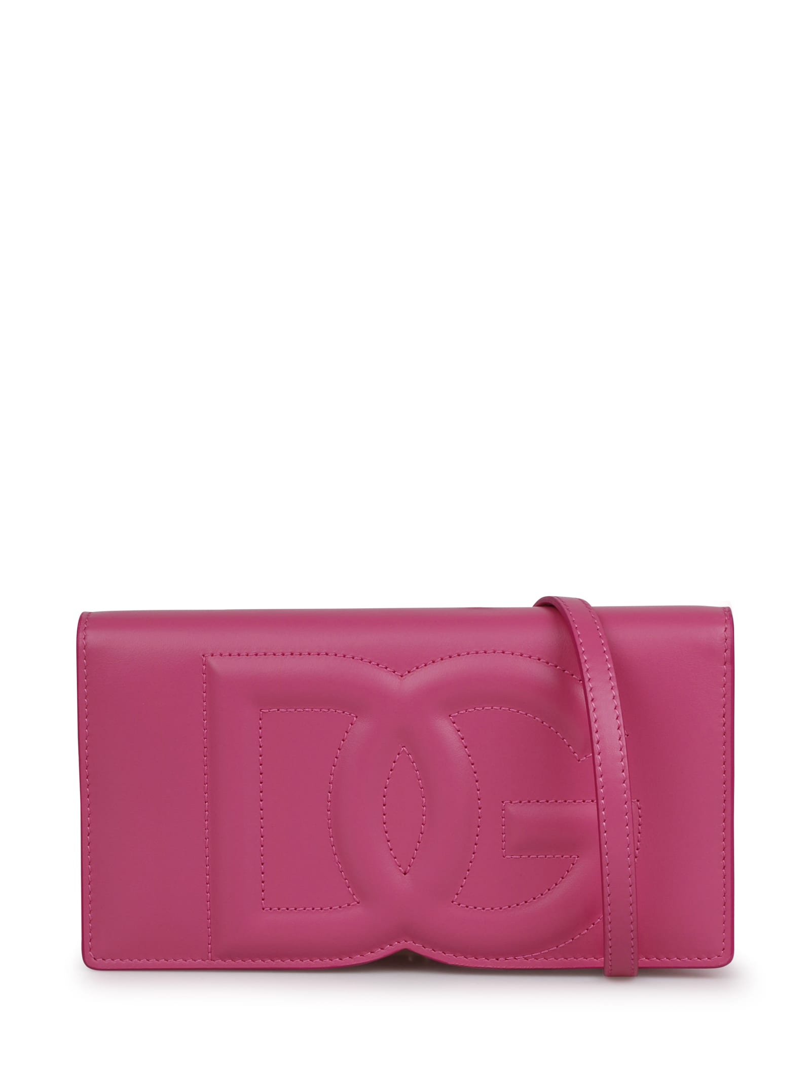 Dolce & Gabbana Logo-embossed Leather Crossbody Bag In Gold