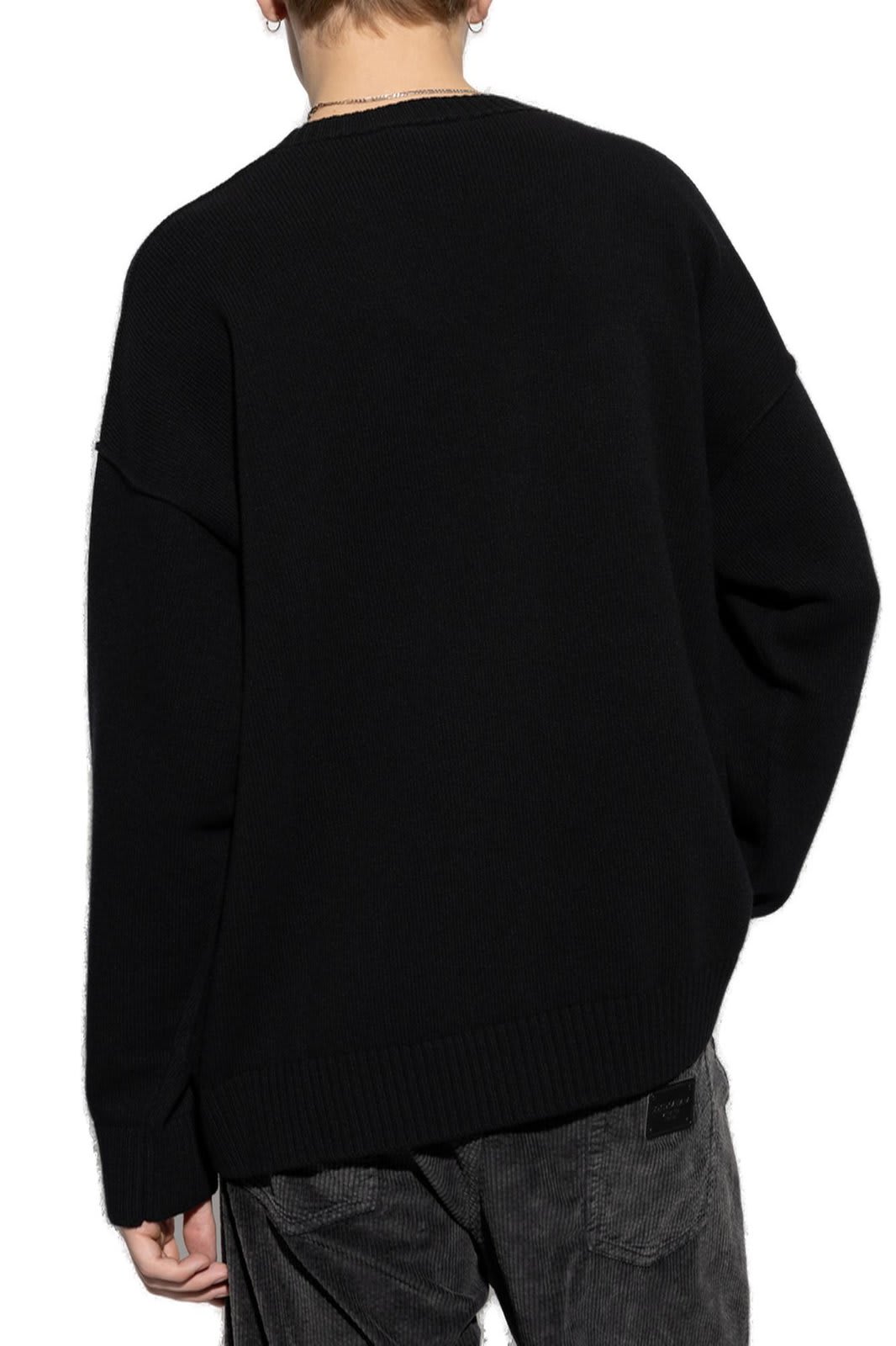 Shop Dolce & Gabbana Dg Logo Embroidered Crewneck Jumper In Black