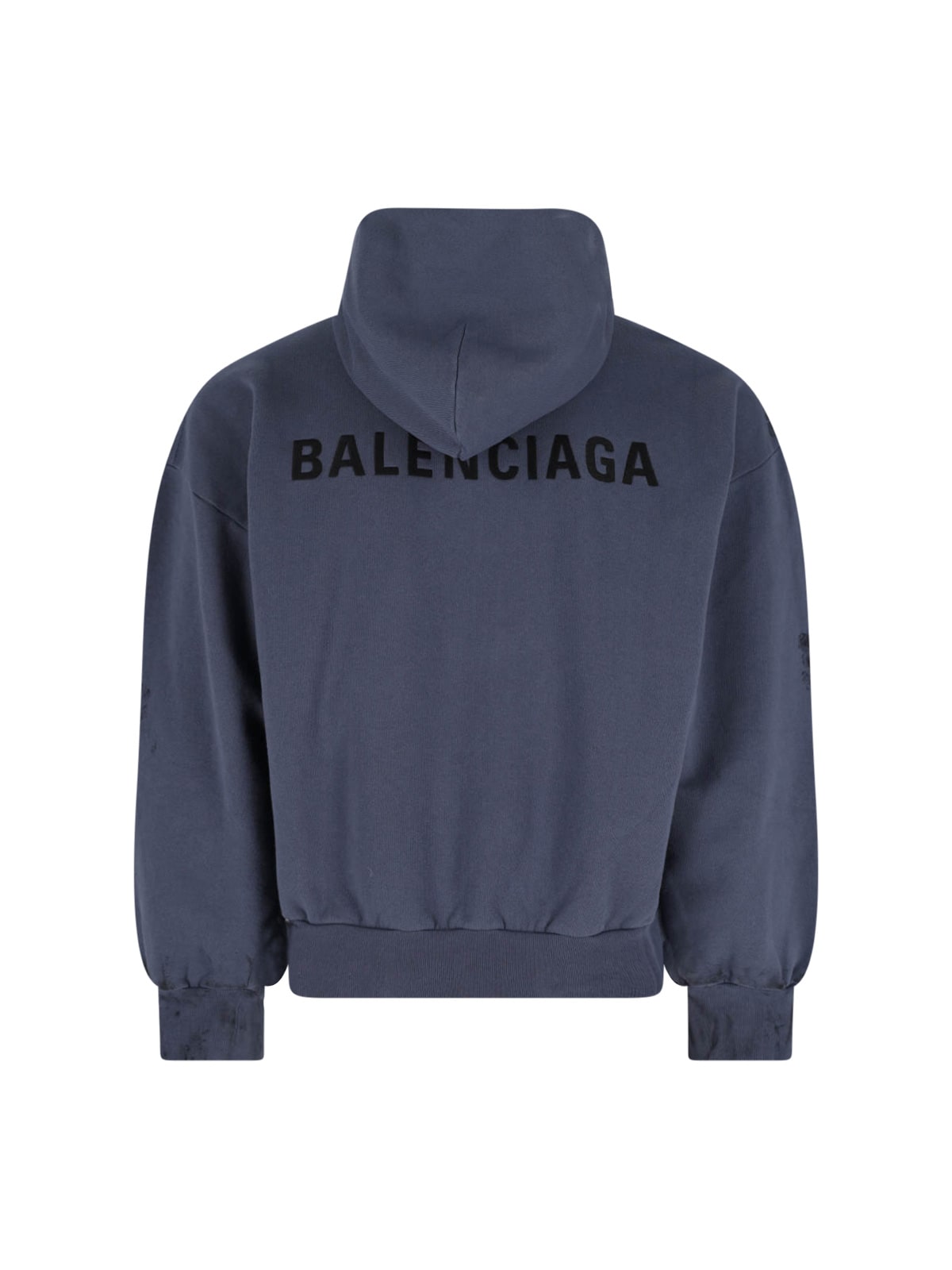 Balenciaga Hooded Sweatshirt Featuring Front Pockets In Blue