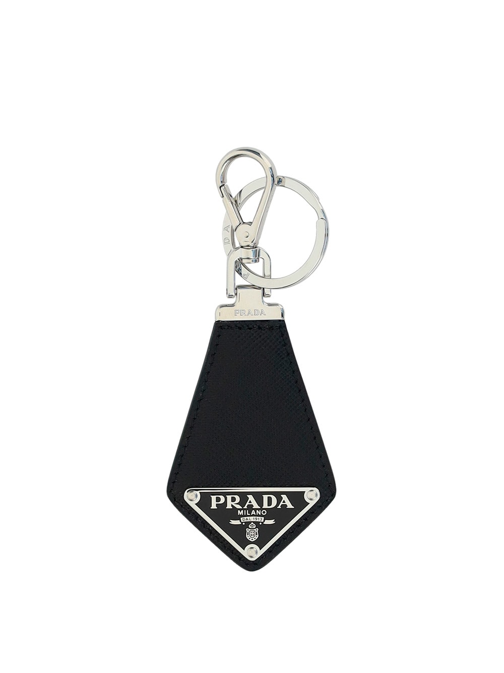 Shop Prada Keyring In Black