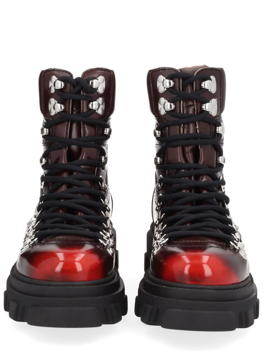 Ganni Chunky Sole Ankle Boots With Metal Eyelets In Brown