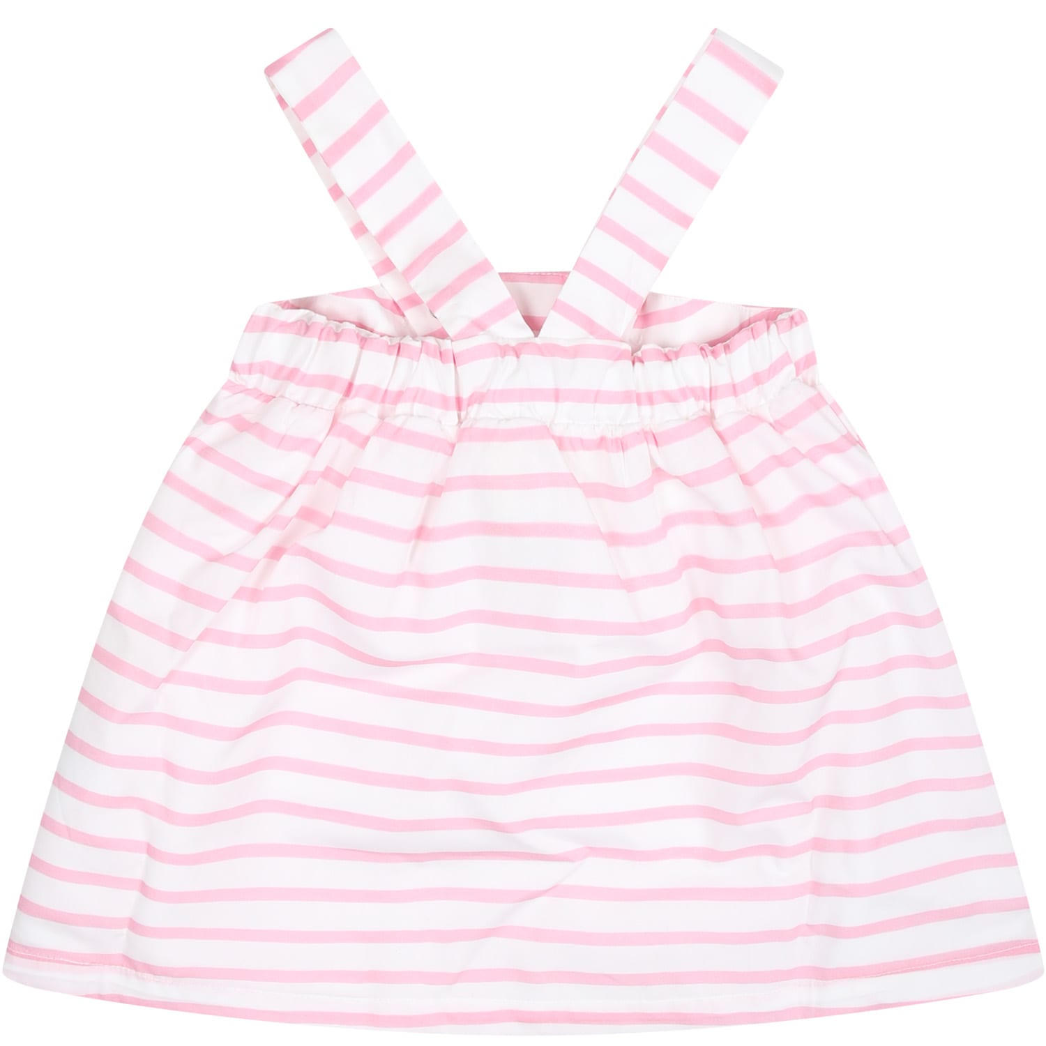 Shop Givenchy Pink Dress For Baby Girl With Stripes In Rosa