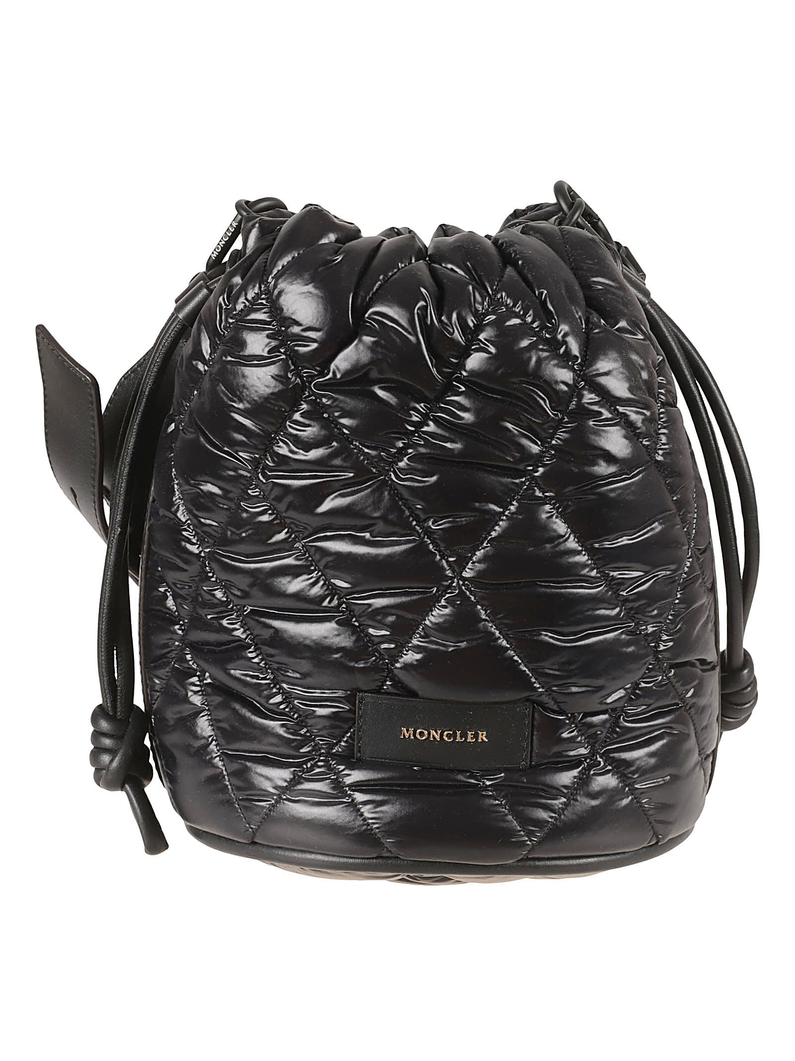 MONCLER QUILTED LOGO PATCH BUCKET BAG