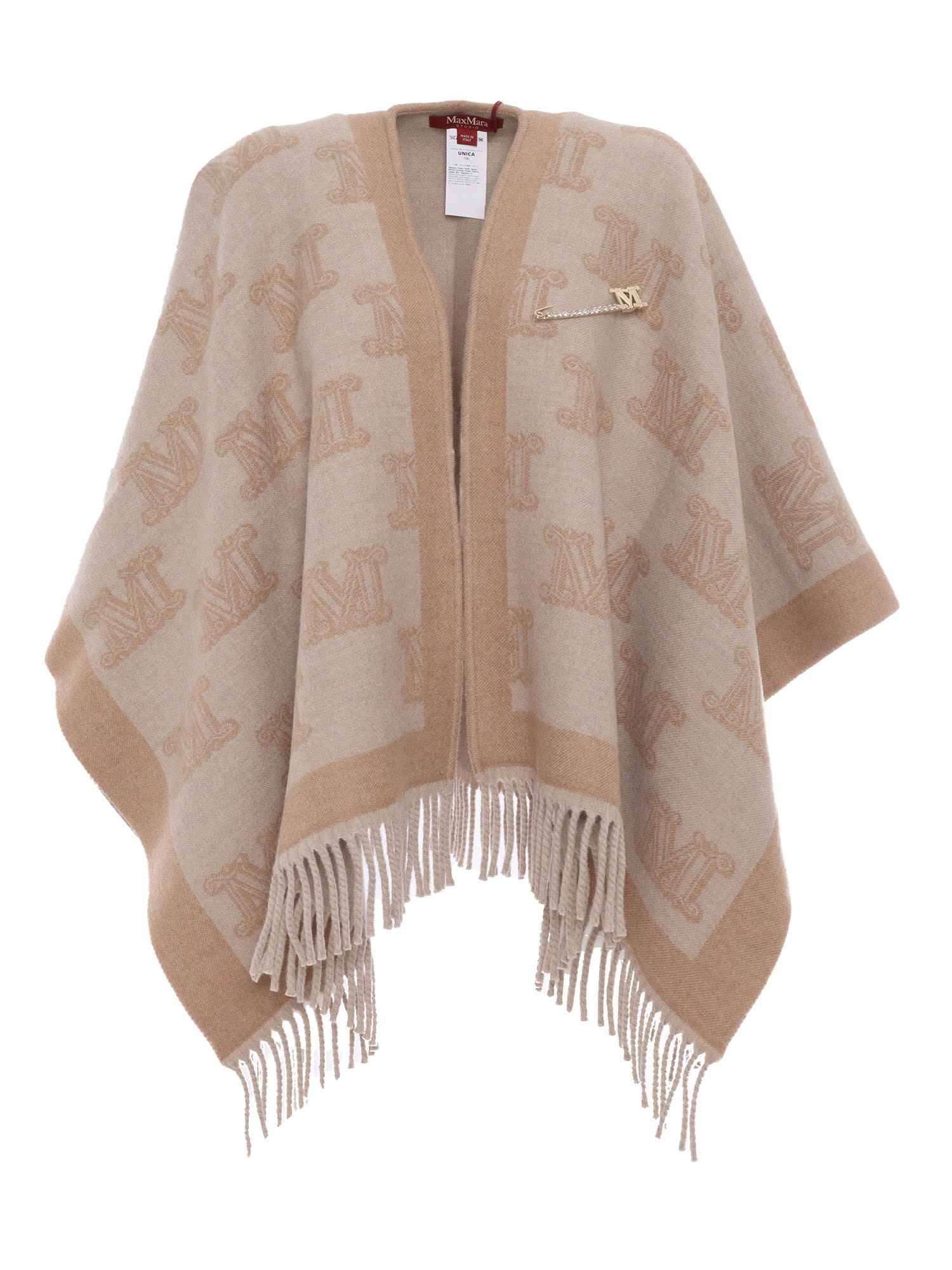 Shop Max Mara Frinestd Sand Cape-wrap-poncho In Beige