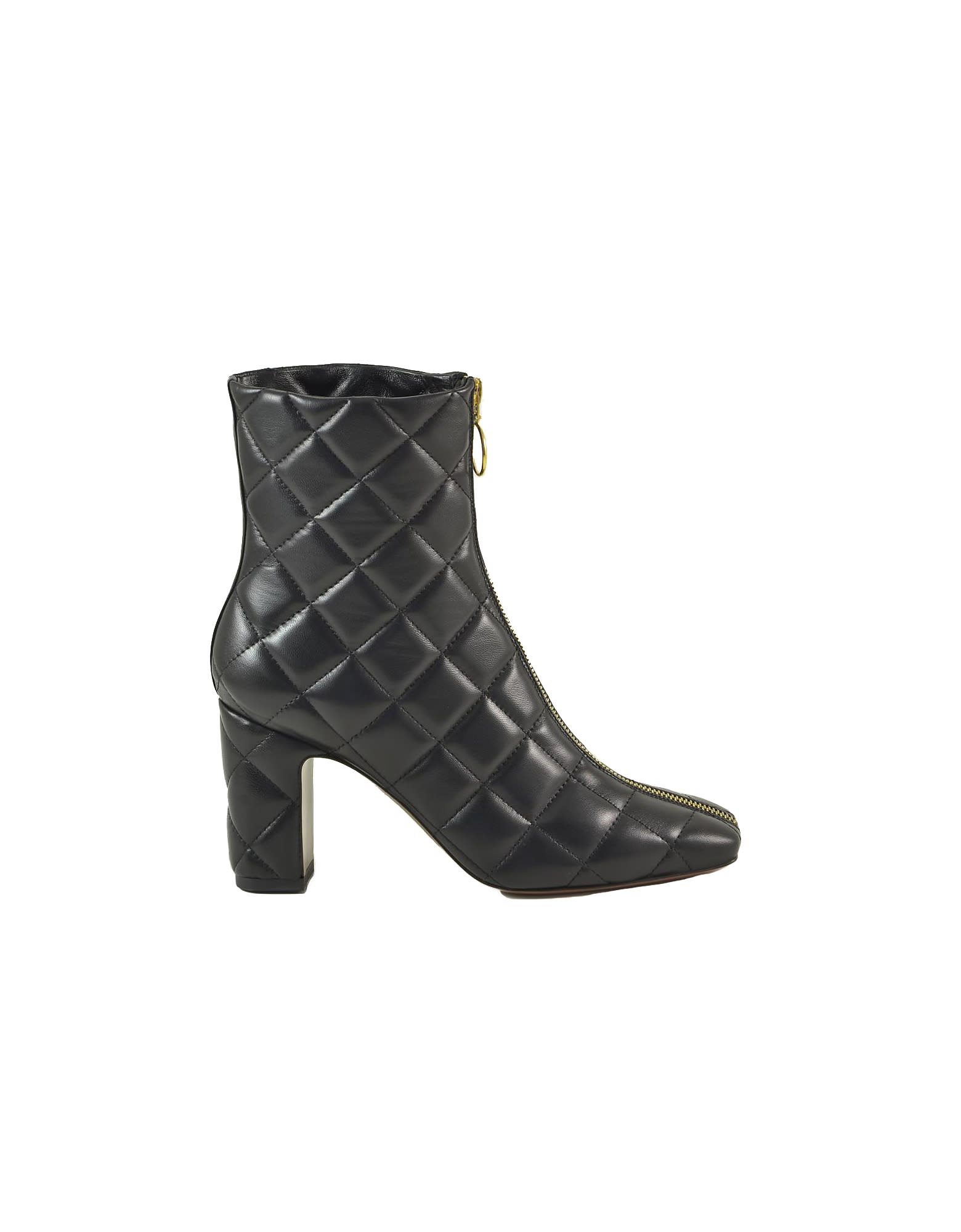 Lautre Chose Black Quilted Leather Booties W/zip
