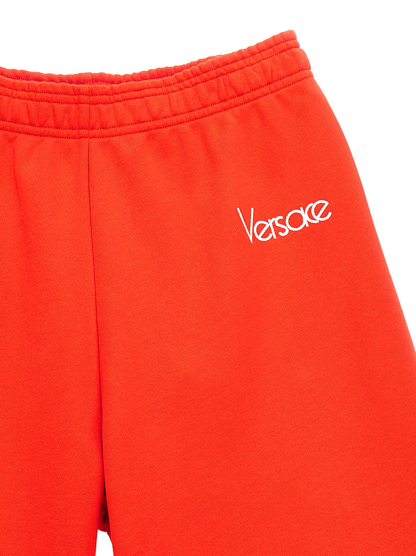 Versace 90s Vintage Logo Bermuda Shorts In Red