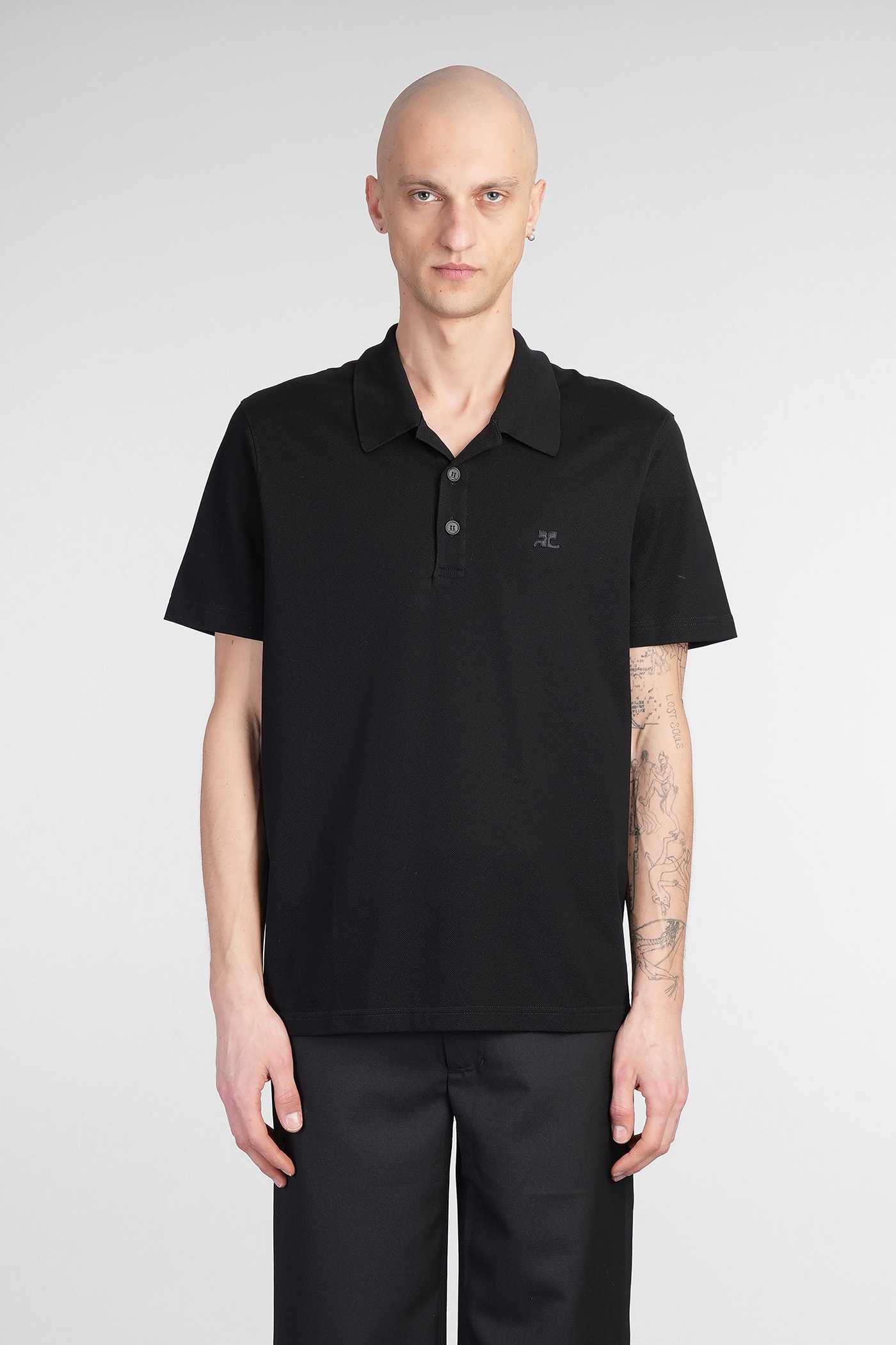 Courrèges Polo In Black Cotton