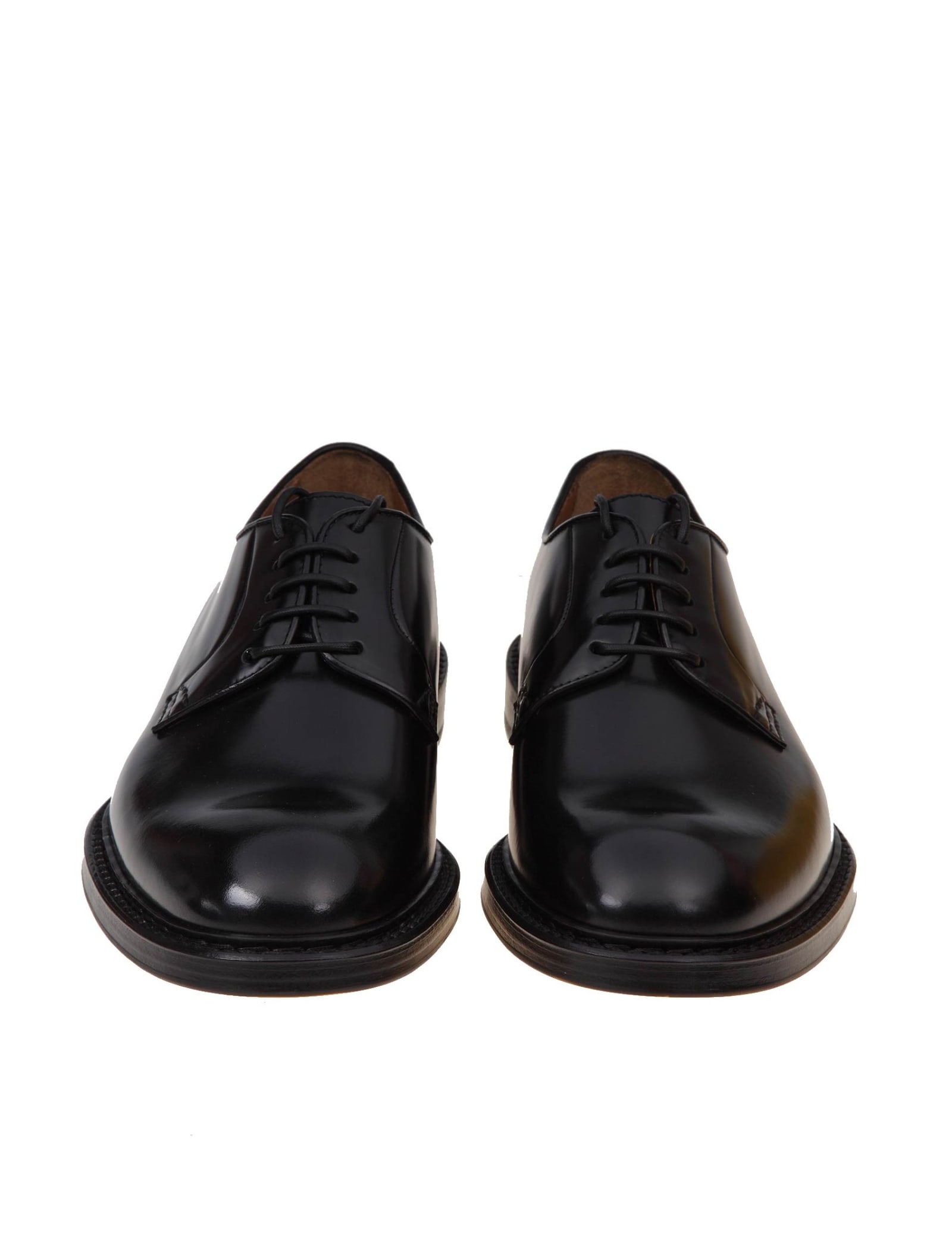 Shop Doucal's Black Leather Derby Shoe