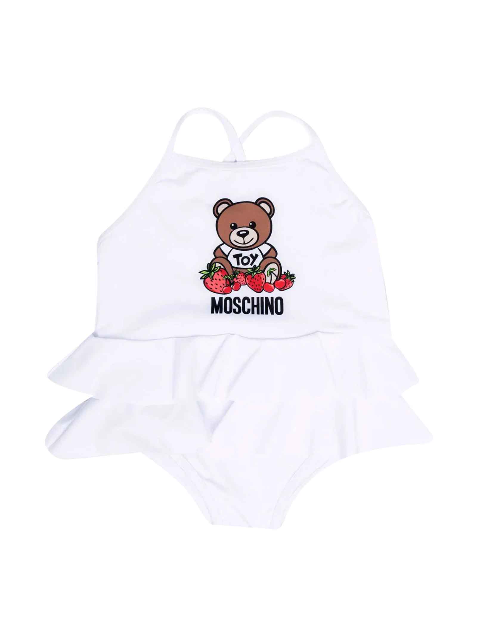 Moschino White One-piece Swimsuit Baby
