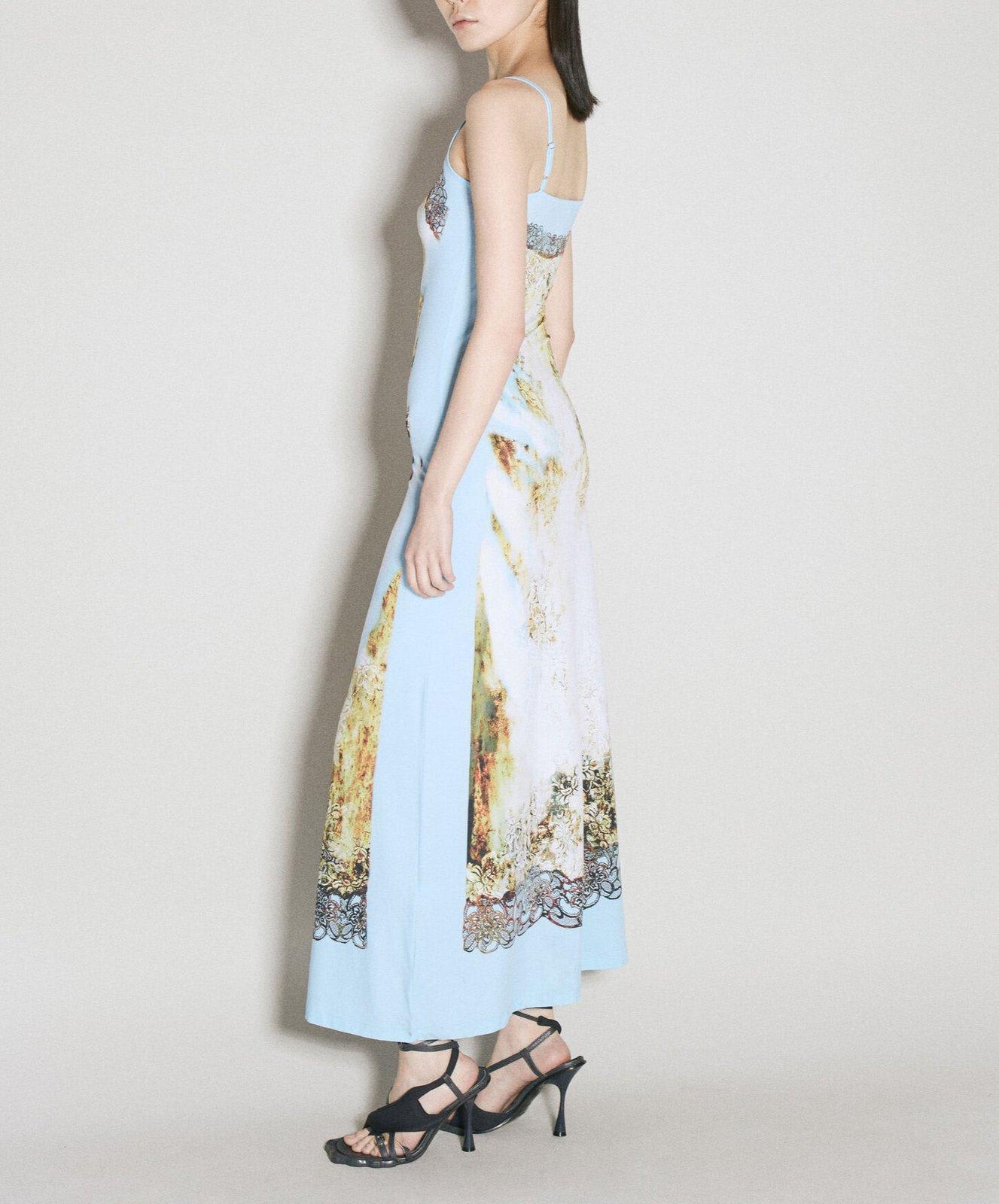 Shop Y/project Lace Printed Maxi Dress In Blue