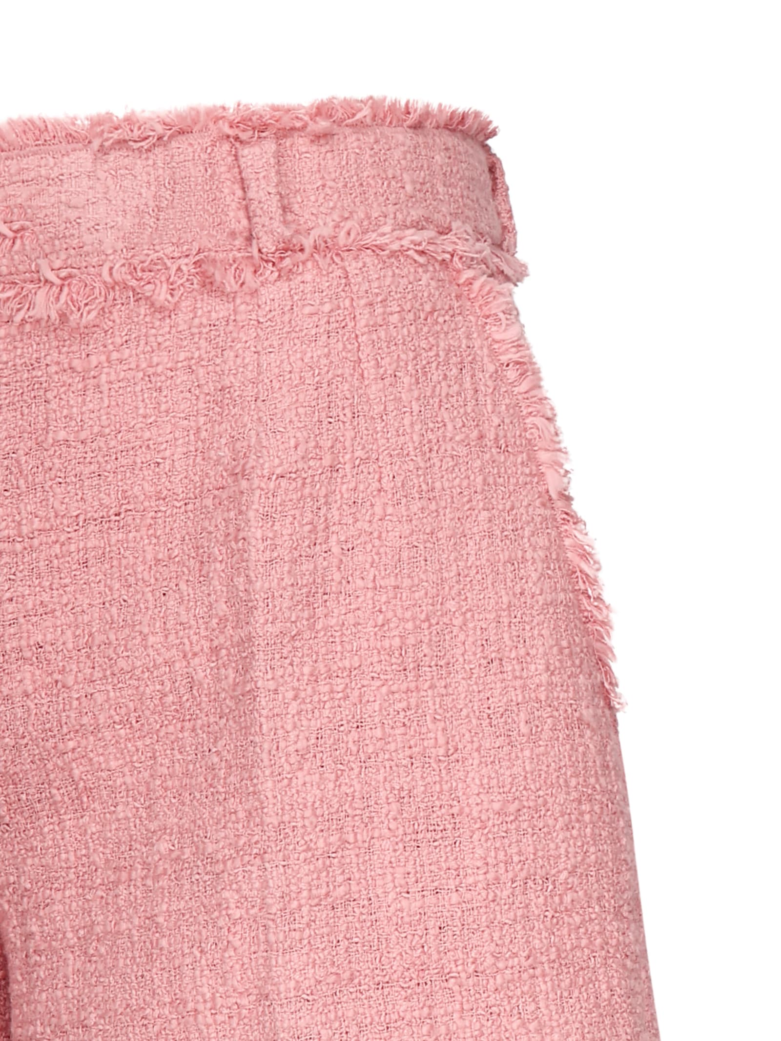 Dolce & Gabbana Cotton Shorts With Belt Loops And Frayed Hem In Pink