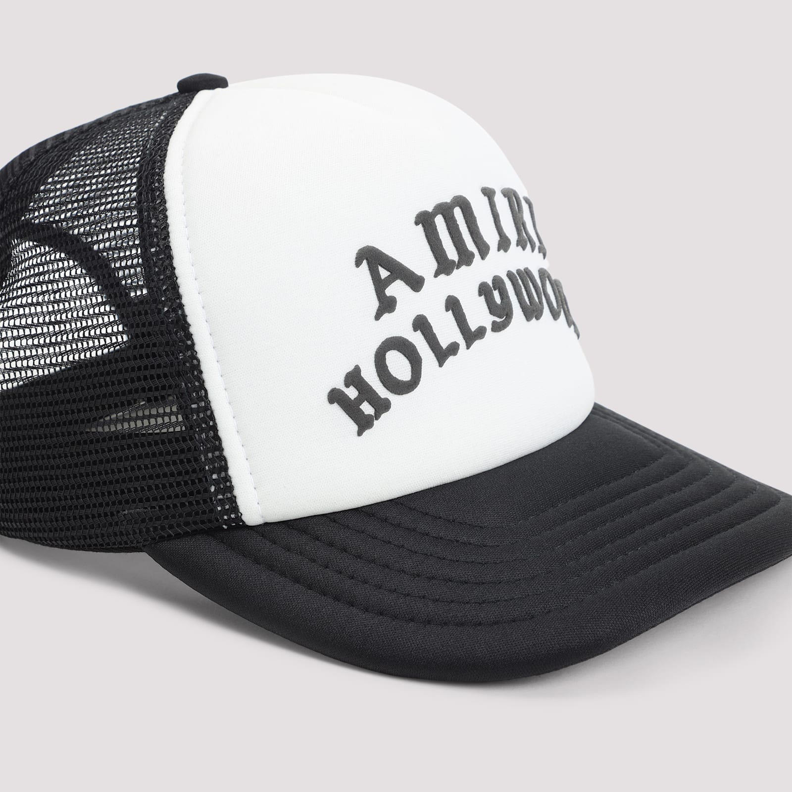 Amiri Hollywood Logo-embroidered Cotton-canvas And Mesh Trucker Cap In Black