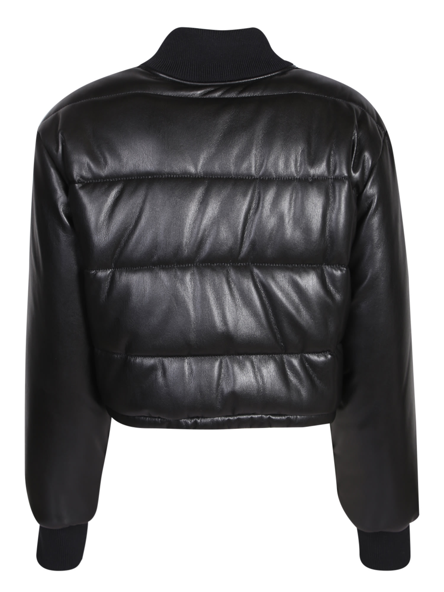 Shop Msgm Padded Cropped Jacket In Black