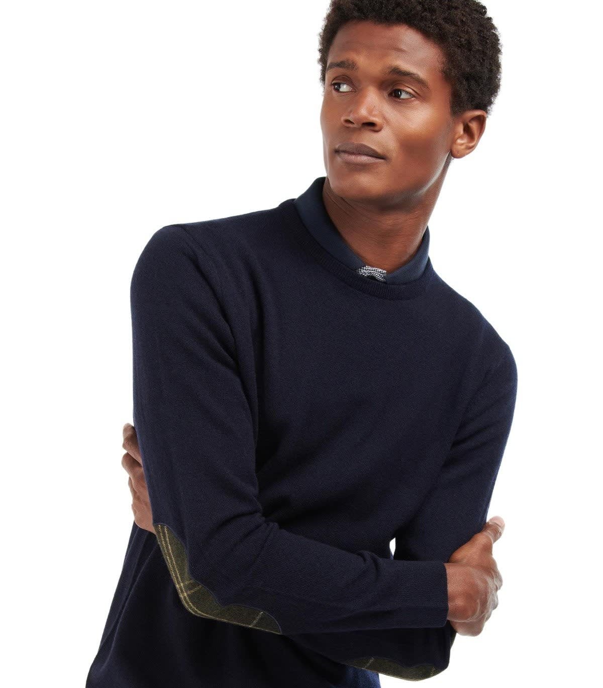 Shop Barbour Harrow Wool And Cashmere Sweater In Navy