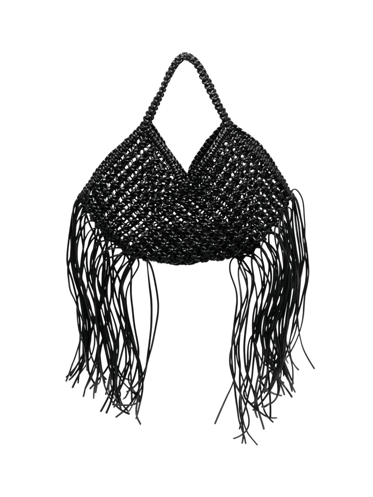 YUZEFI VEGAN LEATHER SMALL WOVEN BASKET BAG