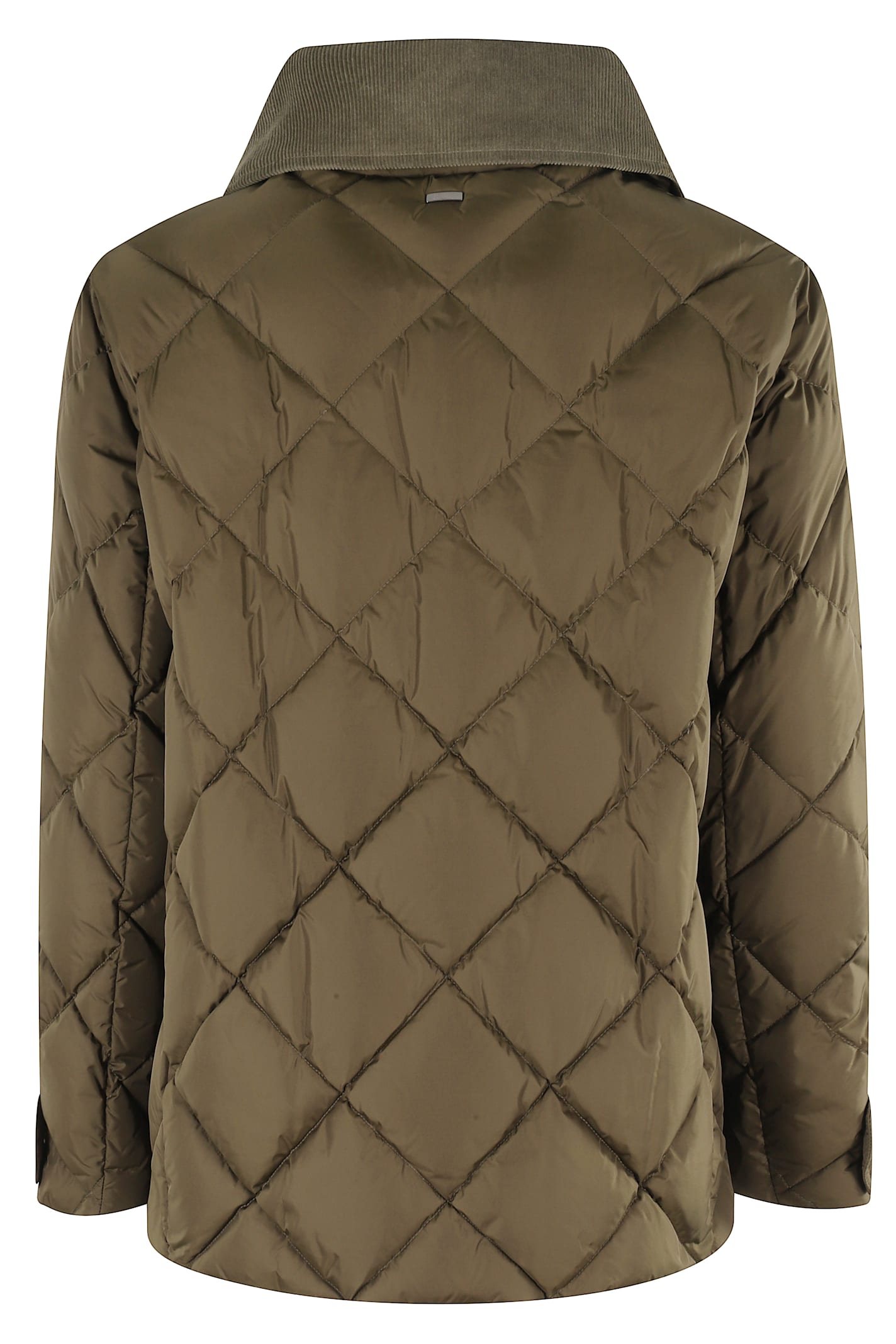 Herno Short Jacket With Collar Detail And Quilted Design In Green