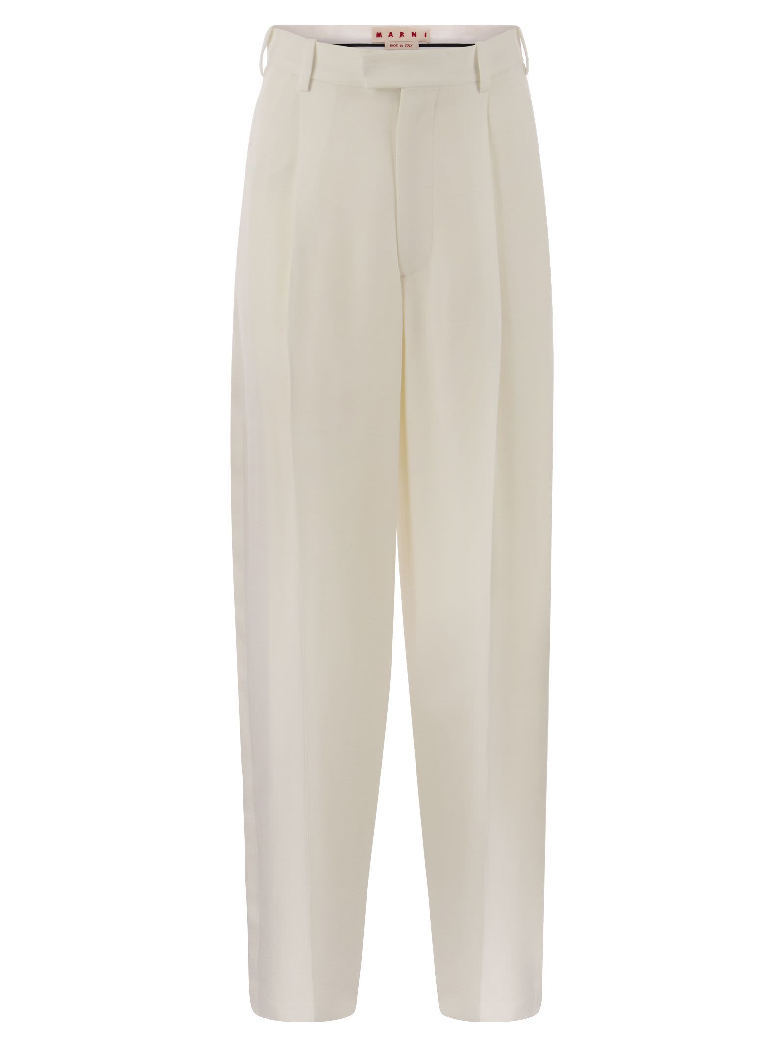 Shop Marni Cady Tailored Trousers In White