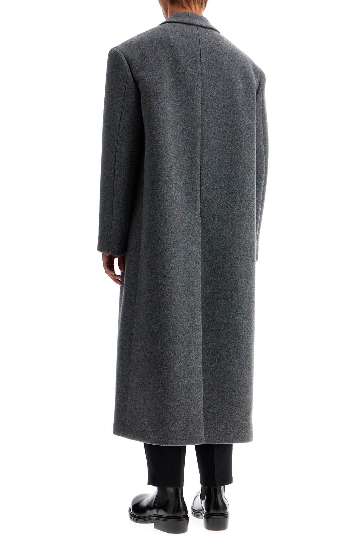 Shop Jil Sander Long Felted Wool Coat In Pebble (grey)