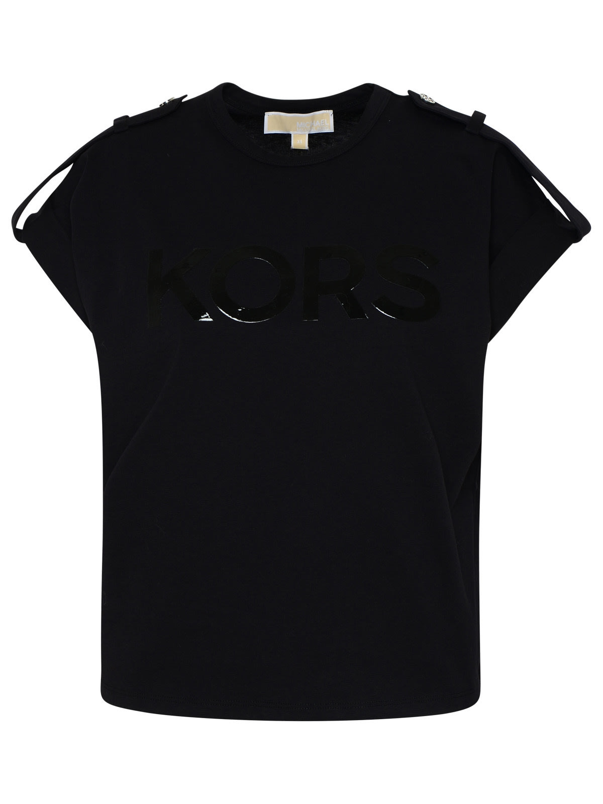 MICHAEL MICHAEL KORS BLACK COTTON SNAP T-SHIRT