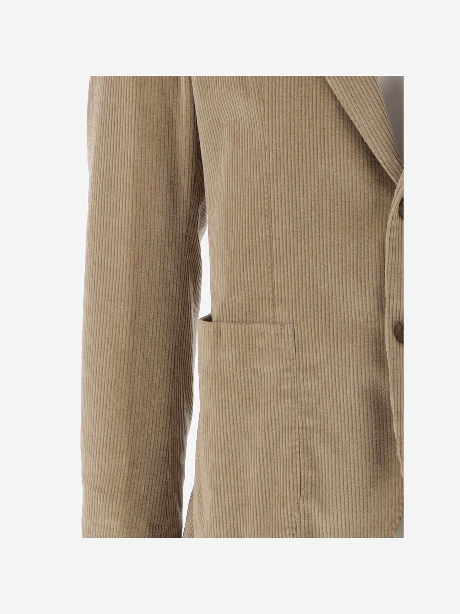 Shop Tagliatore Single-breasted Jacket In Stretch Cotton Velvet In Beige