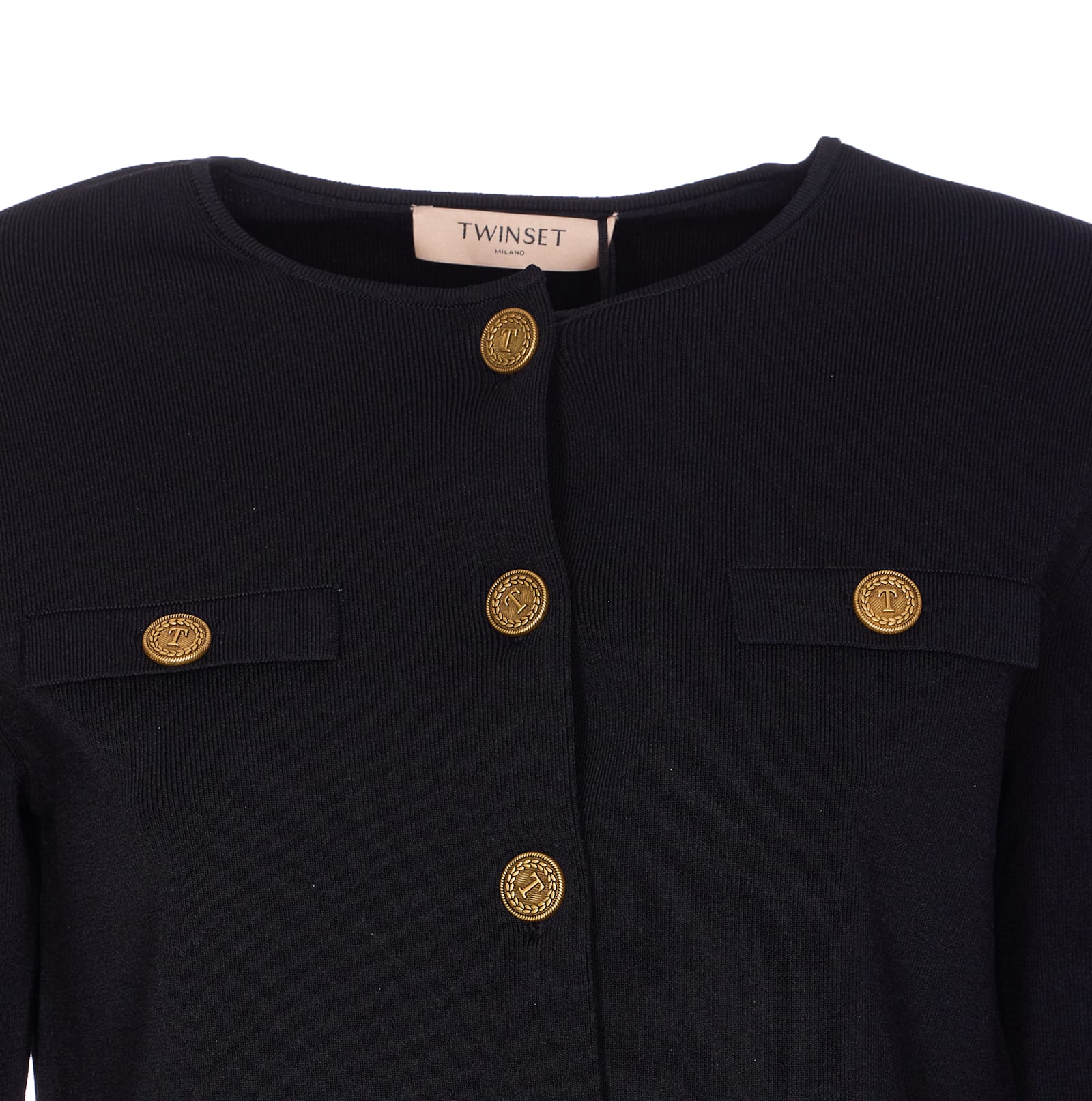 Twinset Cropped Cardigan In Black