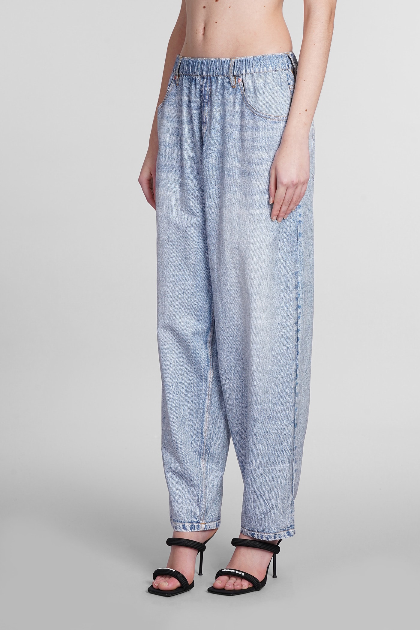 Alexander Wang Printed Denim Track Pant In Nylon In Vintagefadedindigo