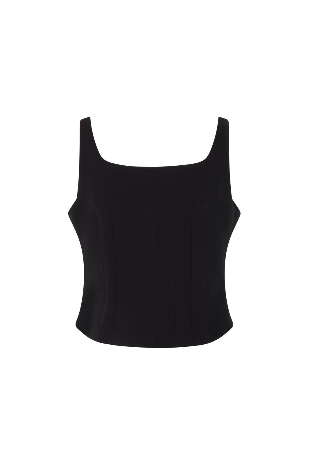 Tom Ford Double Cady Stretch Zipped Corset Top In Black