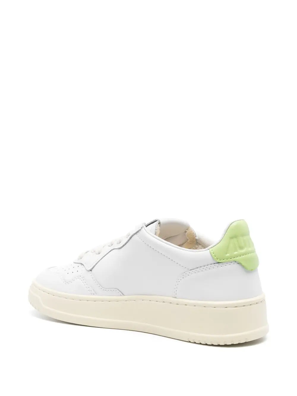 Shop Autry Medalist Low Sneakers In White And Green Leather