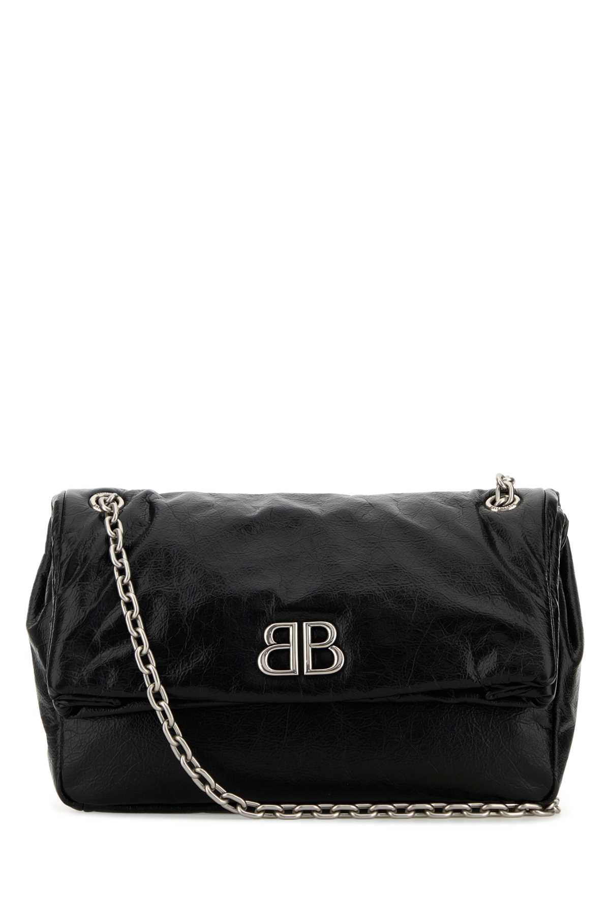 Shop Balenciaga Black Leather Medium Monaco Shoulder Bag