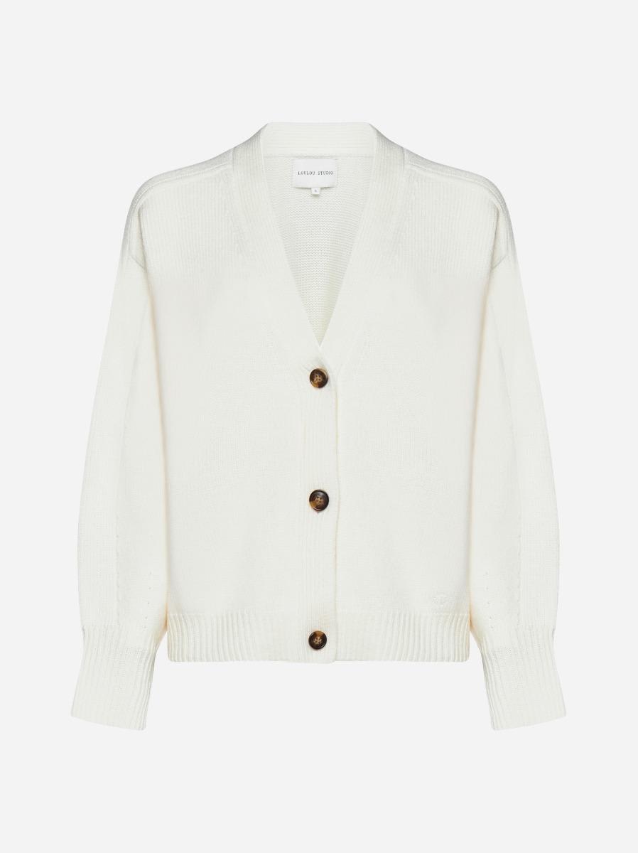 Shop Loulou Studio Zanzibar Wool And Cashmere Cardigan In Ivory