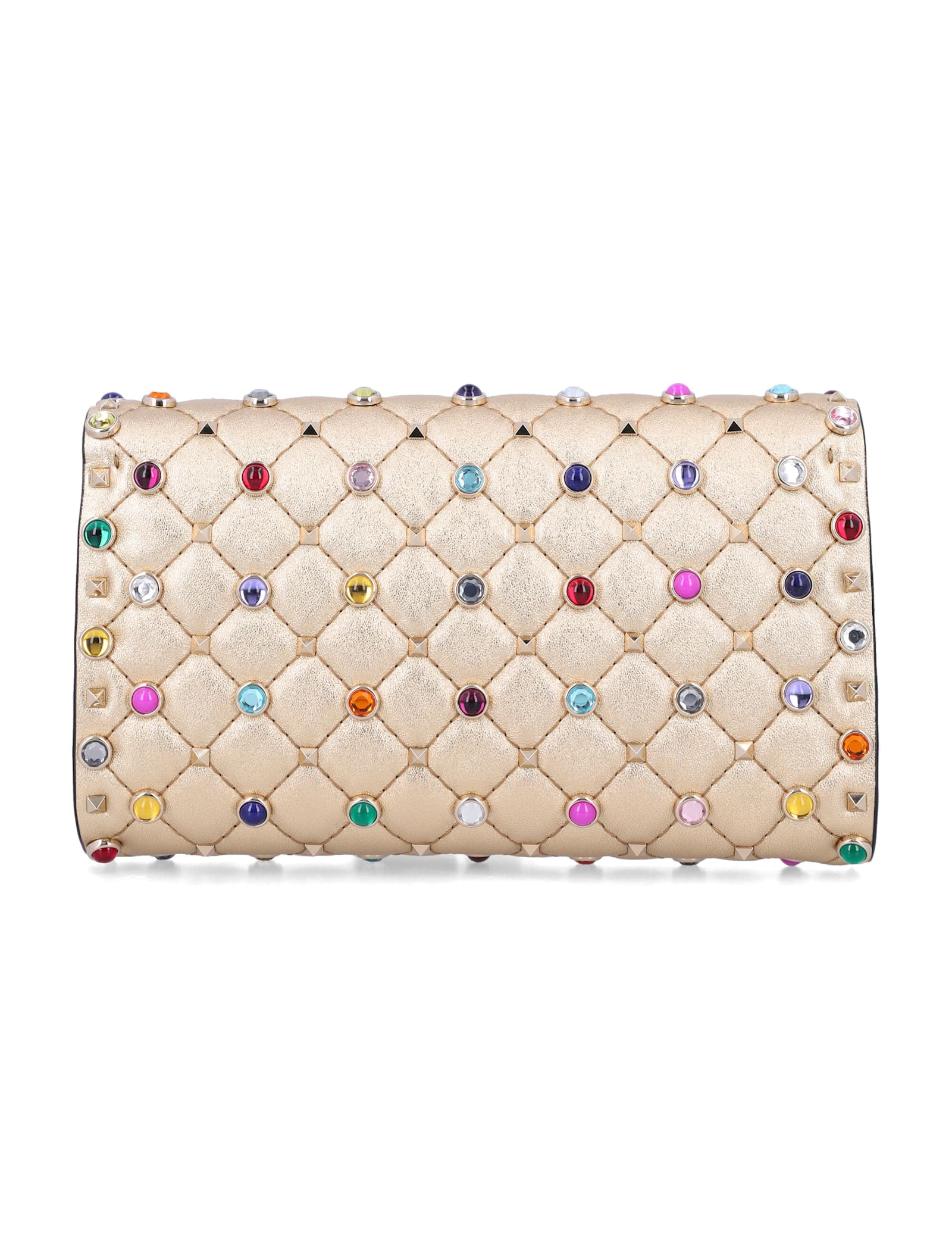 Valentino Garavani Rockstud Spike Multicolor Studded Shoulder Bag In Metallic Nappa